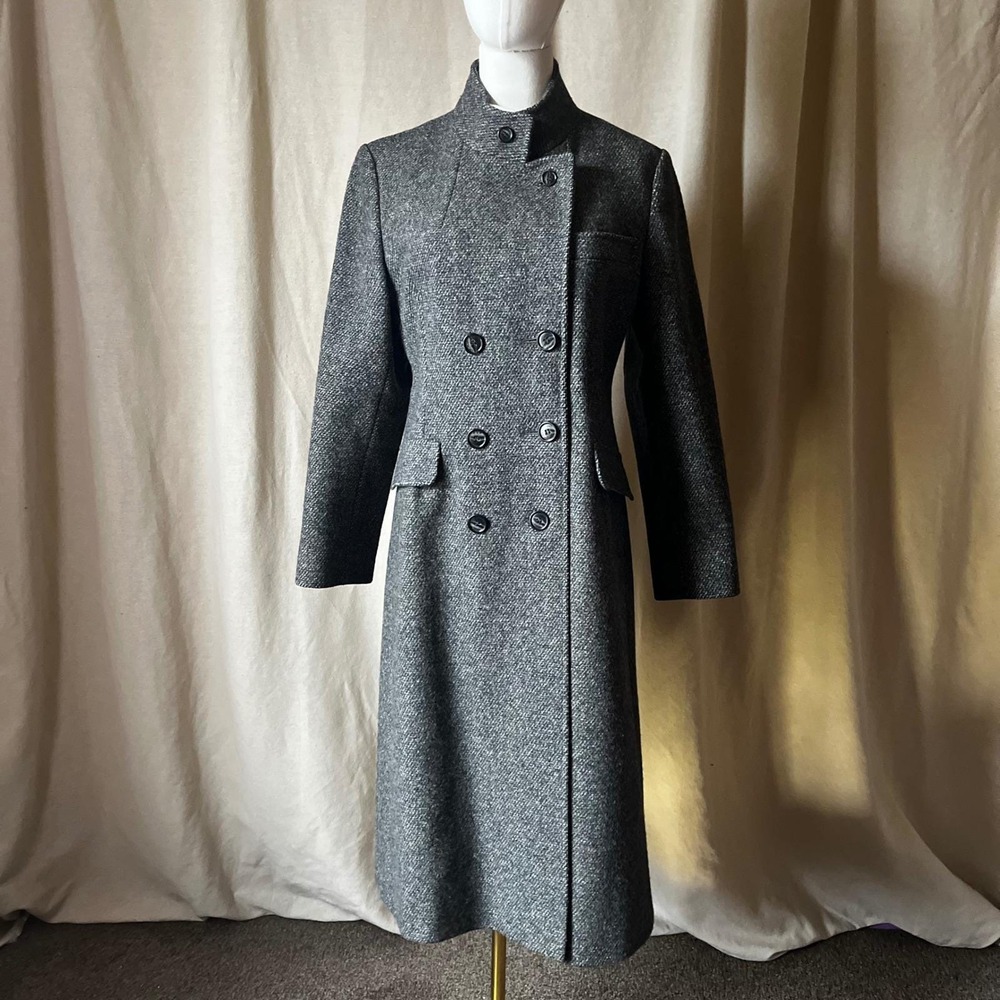Vintage‎ Bromleigh Gray Wool Double Breasted Military Coat USA XS/S